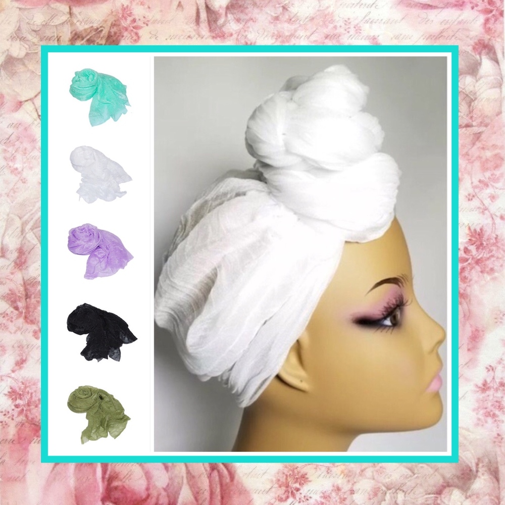 🌺 STRETCHY TURBAN HEAD WRAP CAP SCARF URBAN BOHO THIN EBONY DIVA FASHION BAY
